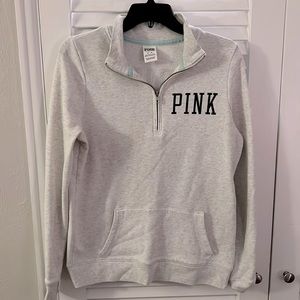 PINK Quarter Zip Gray Pullover Medium